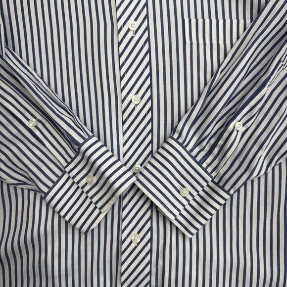 Michael Kors Men's Button Up Dress Shirt 16.5 32/33 Large 100% Cotton Blue White - Picture 6 of 10
